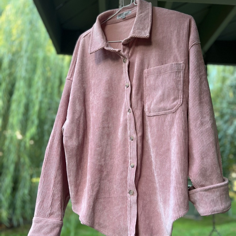 Wishlist Apparel Corduroy Oversized Long Sleeve Button-Down Shirt